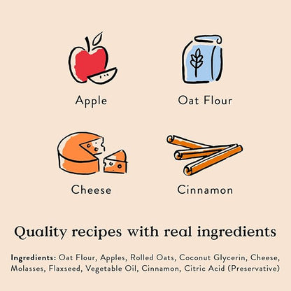 Bocce's Bakery Fireside Apple Pie Treats for Dogs, Wheat-Free Everyday Dog Treats, Made with Real Ingredients, Baked in The USA, All-Natural Soft & Chewy Cookies, Apples, Cheese & Cinnamon, 6 oz - PAWPICO