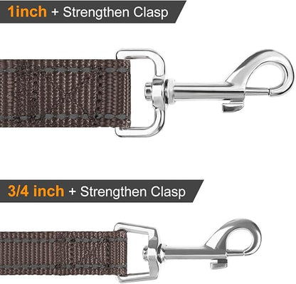 Joytale Double-Sided Reflective Dog Leash, 6 FT/5 FT/4 FT, Padded Handle Nylon Heavy Duty Leashes for Small & Medium Dogs Walking, Brown, 5FT Joytale