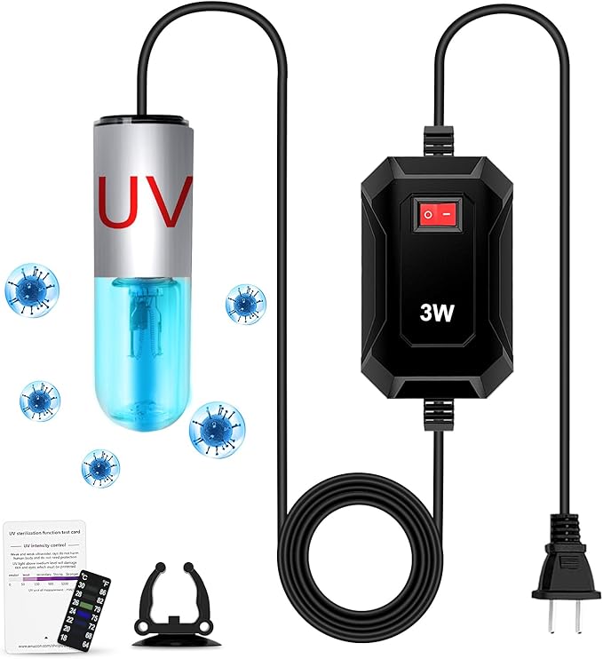 TAISHAN Aquarium Clean Light，3W Mini Algae Removal Light with Timer,Aquarium Water Clean Green Clear Waterproof Clean Light for Fish Tank,Pond,Swimming Pool TAISHAN