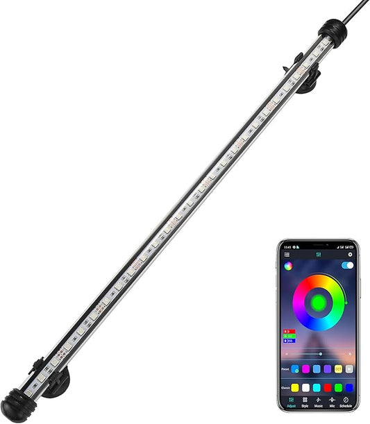 GreenSun Fish Tank Aquarium Light: Submersible Led Lamp - 19 Inch Waterproof Strip Spotlight with APP Control GreenSun