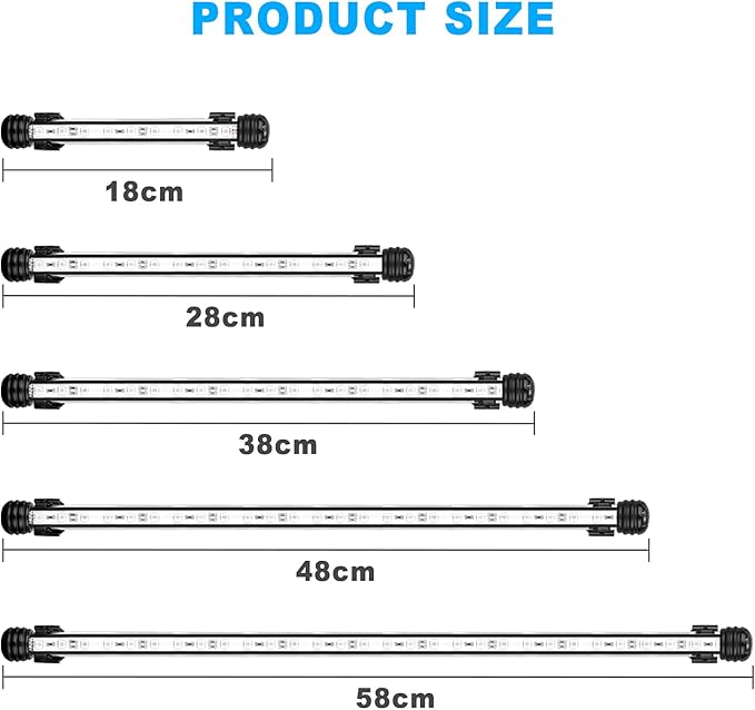 GreenSun Fish Tank Aquarium Light: Submersible Led Lamp - 15 Inch Waterproof Strip Spotlight with APP Control GreenSun
