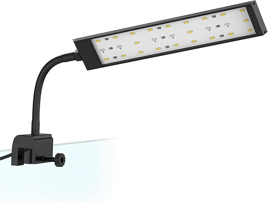 NICREW Fish Tank Clip on Light, Clamp Aquarium Light with White and Blue LEDs, 480LM, 10 Watts NICREW