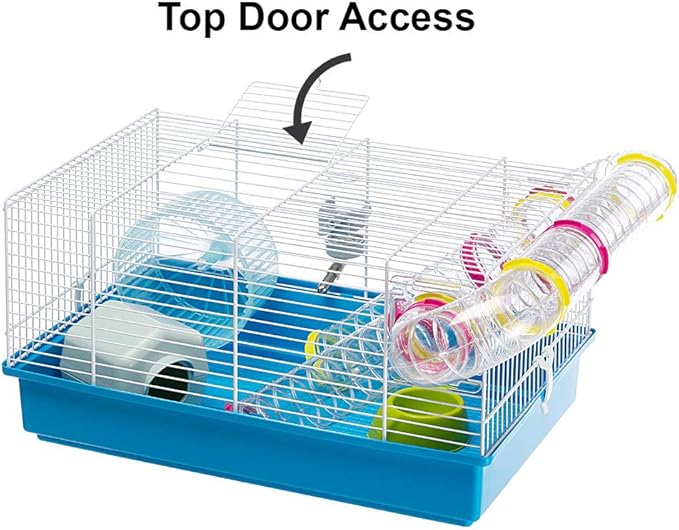 Ferplast Paula Small Hamster Cage | Fun & Interactive Cage Measures Measures 18.11L x 11.61W x 9.6H & Includes All Accessories Ferplast