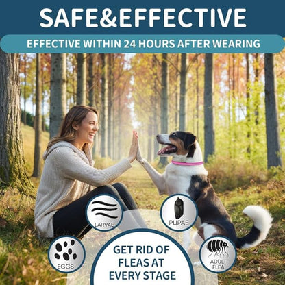 VICSOM 4 Pack Flea Collar for Dogs, Flea and Tick Collar for Dogs, 32 Months Flea and Tick Prevention for Dogs, Dog Flea and Tick Treatment, Water-Resistant & Adjustable Dog Flea Collar - Pink VICSOM