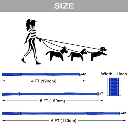 Joytale Dog Leash Heavy Duty for Large Dogs That Pull, Double Handle for Traffic Control, Double-Sided Reflective Leashes for Large Medium Dogs Night Safety, 5FT, Royal Blue Joytale