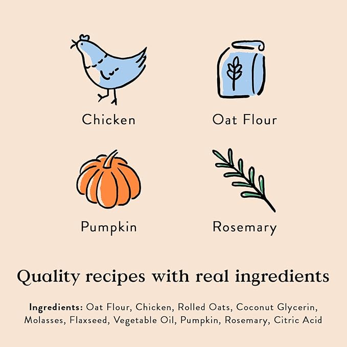 Bocce's Bakery Oven Baked Chicken Recipe Treats for Dogs, Wheat-Free Everyday Dog Treats, Made with Real Ingredients, Baked in The USA, All-Natural Soft & Chewy Cookies, Chicken, 6 oz - PAWPICO