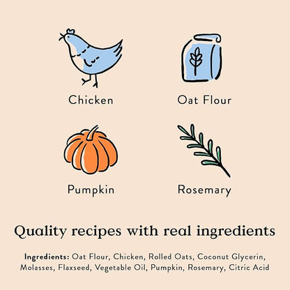 Bocce's Bakery Oven Baked Chicken Recipe Treats for Dogs, Wheat-Free Everyday Dog Treats, Made with Real Ingredients, Baked in The USA, All-Natural Soft & Chewy Cookies, Chicken, 6 oz - PAWPICO