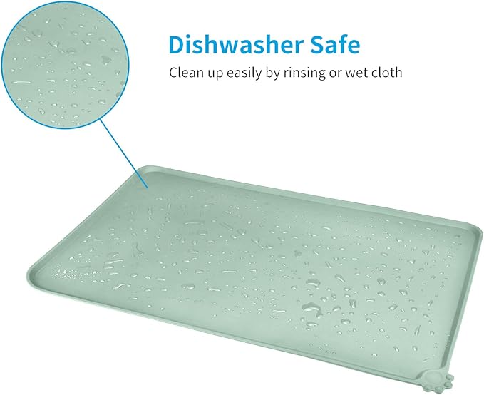 AUDWUD Silicone Waterproof Dog Cat Pet Feeding Mats,Anti Slip Pet Bowl Mats,Pet Feeding Mat, 34" x 23" - PAWPICO