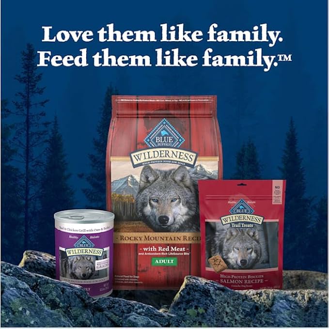 Blue Buffalo Wilderness High-Protein Rocky Mountain Recipe Dry Food for Adult Dogs, Red Meat & Grains, 13-lb. Bag - PAWPICO