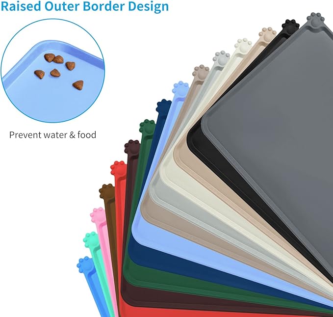 AUDWUD Silicone Waterproof Dog Cat Pet Feeding Mats,Anti Slip Pet Bowl Mats,Pet Feeding Mat - PAWPICO