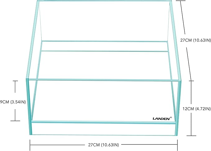 LANDEN Glass Air Aquarium Tank Multi-Scene Landscape Aquarium, 1.6Gallon Rimless Low Iron Shallow Tank,10.63" W×10.63" D×4.72" H (27cmx27cmx12cm) 5mm Thickness Landen