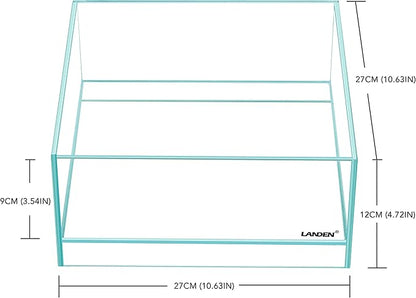 LANDEN Glass Air Aquarium Tank Multi-Scene Landscape Aquarium, 1.6Gallon Rimless Low Iron Shallow Tank,10.63" W×10.63" D×4.72" H (27cmx27cmx12cm) 5mm Thickness Landen