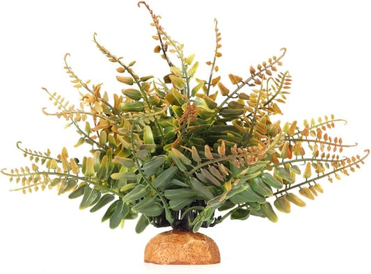 Fake Fall Colors Boston Fern, Reptile Plants for Terrarium, Amphibian Tank Accessories Habitat Decor fit Crested Gecko Leopard Lizard Chameleon Ball Python Snake Frog WOLEDOE