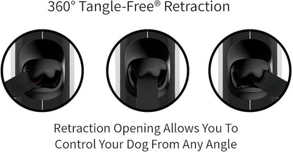 TUG 360° Tangle-Free Retractable Dog Leash | 16 ft Strong Nylon Tape | One-Handed Brake, Pause, Lock (Medium, White) TUG