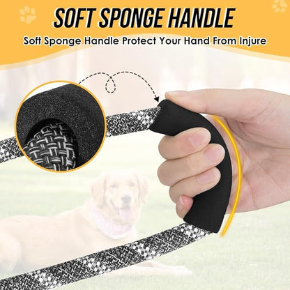 Lukovee Hands Free Dog Leash, 10FT Adjustable Dog Training Leash 1/2 Inch Nylon Heavy Duty Lead No Pull for Large Medium Dogs, Tangle Free Reflective Waist Leash for Dog Walking Running, Black&Gray Lukovee