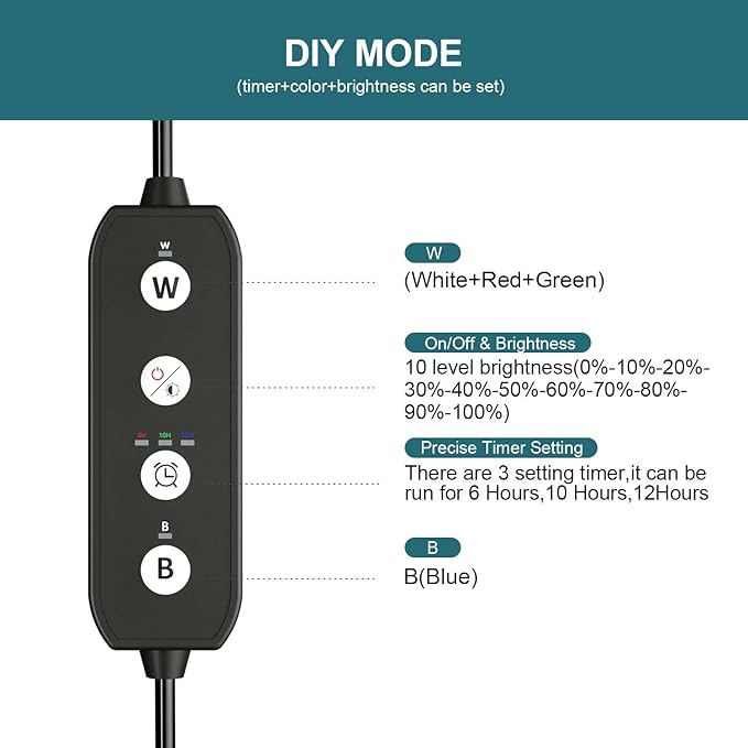 Led Aquarium Light with Timer, Submersible Aquarium Plant Light, Fish Tank Light with Auto On/Off, 3 Lighting Modes, Adjustable Brightness (18.9 in for 20-35inch Planted Tank), 10W SEAOURA