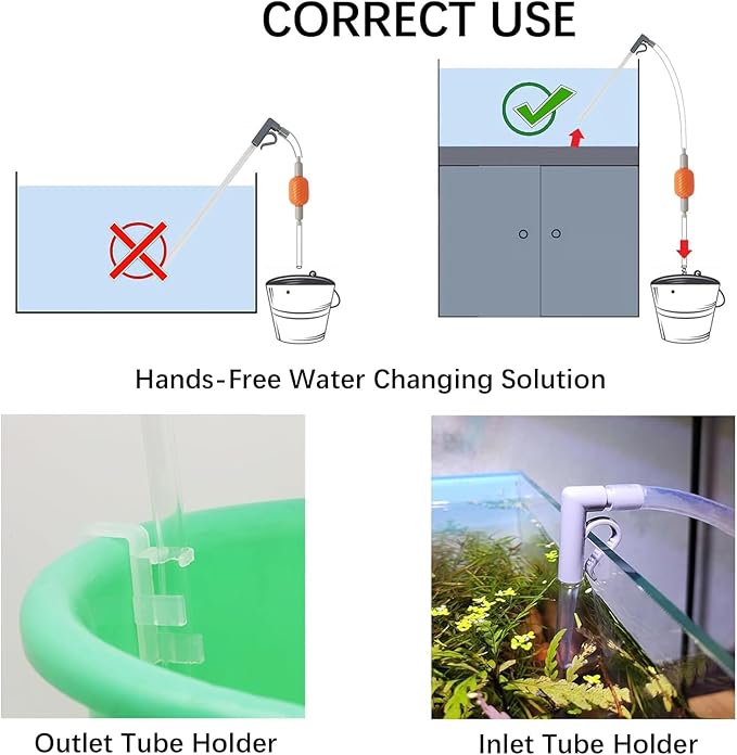 Bubble Magus M-Beans Aquarium Cleaning Kit 10 Gallon Gravel Vacuum & Water Changer Siphon, Long Hose Brush Pad, Ideal for 5-10 Gallon Tanks, Fish Tank Accessories Gravel Vacuum for Aquarium Kit Bubble-magus