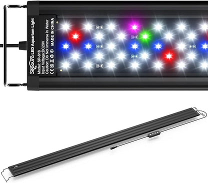 Led Aquarium Light for Plants-Full Spectrum Fish Tank Light with Timer Auto On/Off, 48-54 Inch, Adjustable Brightness, White Blue Red Green Pink LEDs with Extendable Brackets for Freshwater SEAOURA