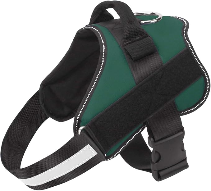 Bolux Dog Harness, No-Pull Reflective Dog Vest, Breathable Adjustable Pet Harness with Handle for Outdoor Walking - No More Pulling, Tugging or Choking (Dark Green, L) Bolux