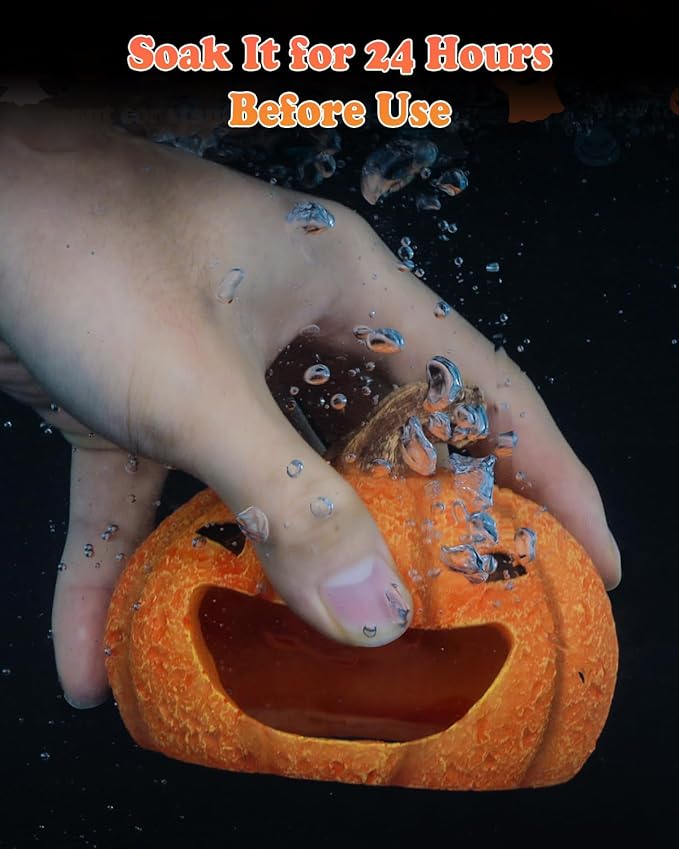 Uniclife Halloween Aquarium Decoration Resin Pumpkin House Ornament Halloween Fish Tank Pumpkin Decoration for Aquarium Landscape Reptile Hideout Hideaway Spawning Cave for 5-20 Gallon Fish Tanks UnicLife