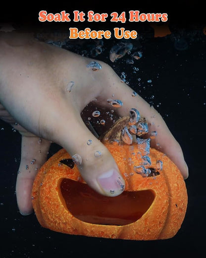 Uniclife Halloween Aquarium Decoration Resin Pumpkin House Ornament Halloween Fish Tank Pumpkin Decoration for Aquarium Landscape Reptile Hideout Hideaway Spawning Cave for 5-20 Gallon Fish Tanks UnicLife