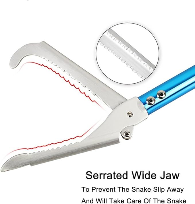 60inch Snake Tong Reptile Grabber Rattle Snake Catcher Professional Aluminum Alloy Wide Jaw Handling Tool with Lock and Comfortable Grip Handle (Include Snake Bagging) PAWPICO