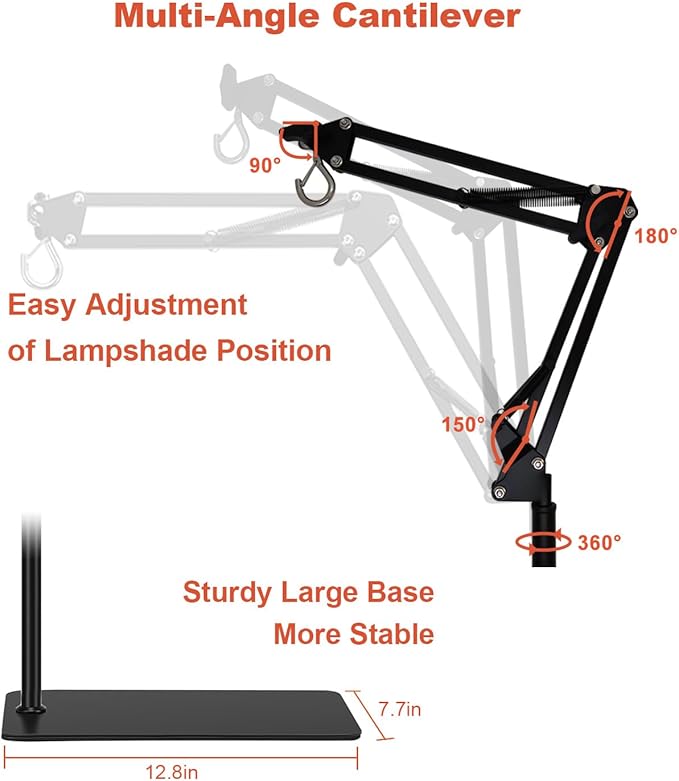 Reptile Lamp Stand, Adjustable 15.7 to 74.3 in Heat Lamp Metal Bracket Floor Light Holder for Lizards Bearded Dragons Chicks Terrarium Tank BOURDSERK