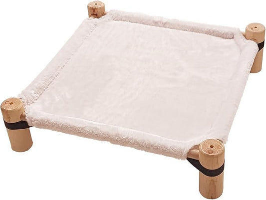 Cat/Dog Bed,Wooden Pet Hammock Bed,Elevated Breathable Dog Bed, Detachable Portable Indoor/Outdoor Cat Beds&Furniture,Suitable for Kitty,Puppy,Bunny and Small Animal(Pink) - PAWPICO