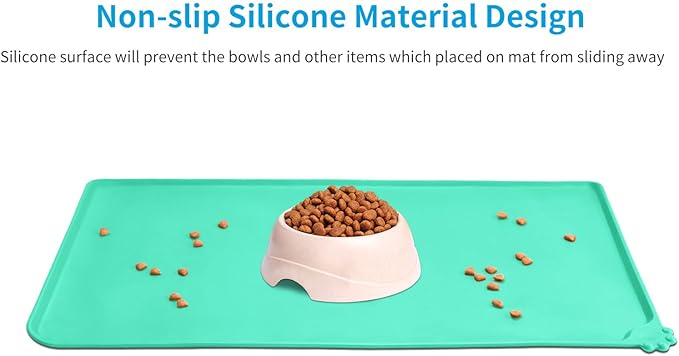 AUDWUD Silicone Waterproof Dog Cat Pet Feeding Mats,Anti Slip Pet Bowl Mats,Pet Feeding Mat,21" x 15" - PAWPICO