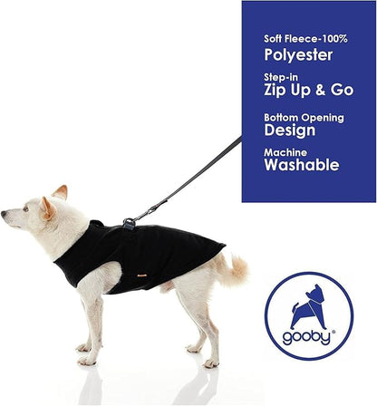 Gooby Zip Up Fleece Dog Sweater - Black, X-Small - Warm Pullover Fleece Step-in Dog Jacket with Dual D Ring Leash - Winter Small Dog Sweater - Dog Clothes for Small Dogs Boy and Medium Dogs - PAWPICO
