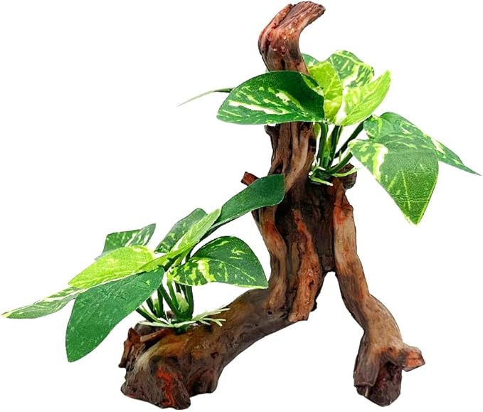 Smoothedo-Pets Fish Tank Decor Aquarium Decorations 5inch Mini Tree Ornaments Betta Silk Leaf pad Hammock Artifical Driftwood Cave Goldfish Bowl Accessories (Type-F) EnvironmentFriendlyArtificialPlasticPlantAquariumDecoration