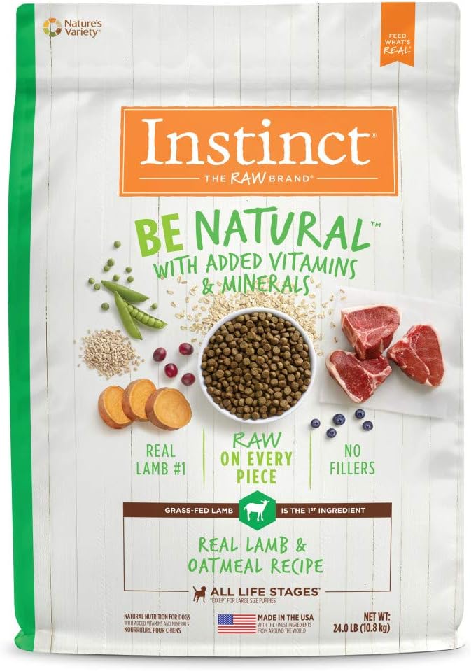 Instinct Be Natural Real Lamb & Oatmeal Recipe Natural Dry Dog Food, 24 lb. Bag - PAWPICO