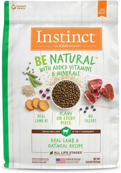 Instinct Be Natural Real Lamb & Oatmeal Recipe Natural Dry Dog Food, 24 lb. Bag - PAWPICO