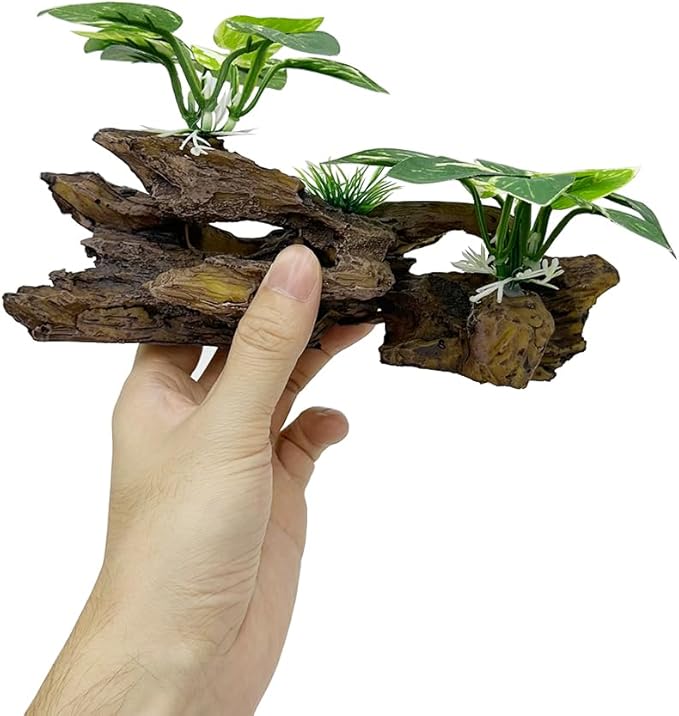 Smoothedo-Pets Fish Tank Decorations Aquarium Decor Ornaments Betta Silk Leaf pad Hammock Artifical Driftwood Cave Goldfish Bowl Accessories (Type-B) EnvironmentFriendlyArtificialPlasticPlantAquariumDecoration