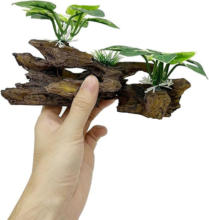 Smoothedo-Pets Fish Tank Decorations Aquarium Decor Ornaments Betta Silk Leaf pad Hammock Artifical Driftwood Cave Goldfish Bowl Accessories (Type-B) EnvironmentFriendlyArtificialPlasticPlantAquariumDecoration