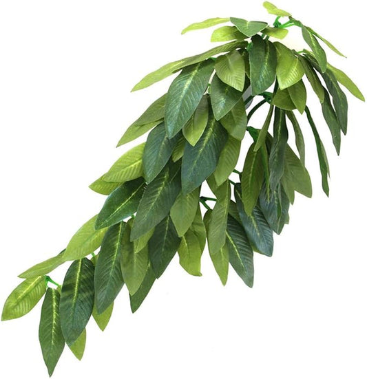 Reptile Plants Hanging Silk Terrarium Plant with Suction Cup for Bearded Dragons,Lizards,Geckos,Snake Pets and Hermit Crab Tank Habitat Decorations,Small Size,12 inches Green SLSON