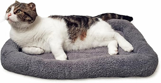 lesypet Cat Beds for Indoor Cats, 22" x 16" Pet Bed Curl Sleep Plush Cushion with Pillow, Non-Slip Bottom Washable Pet Mat for Small Dogs Pet, Medium - PAWPICO
