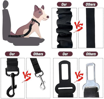 COOYOO Dog Seat Belt,3 Piece Set Retractable Dog Car Adjustable Seatbelts for Vehicle Nylon Pet Safety Heavy Duty & Elastic & Durable Car Harness for Dogs - PAWPICO
