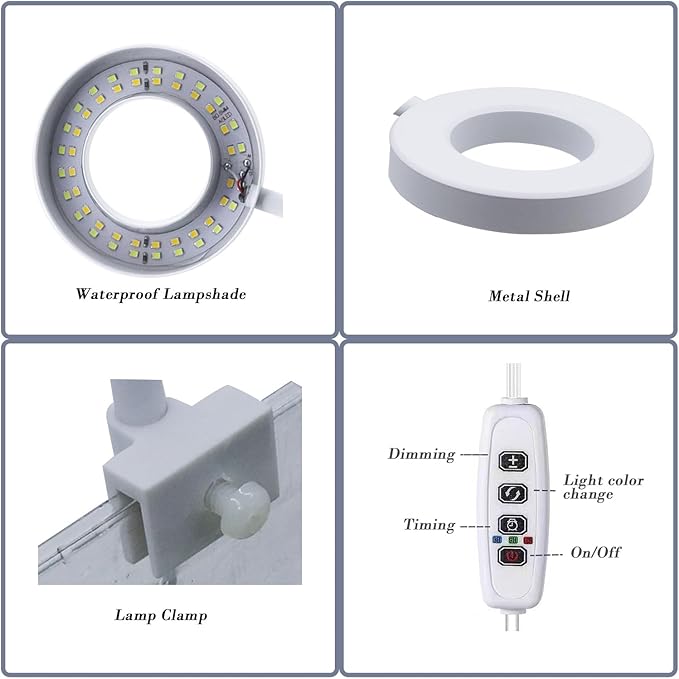 Upgraded Aquarium Light with Timer Clip On Fish Tank LED Light Small USB Light Dimmer Multi-Color White+Warm Yellow+Yellow 1 to 5 Gal (Adapter NOT Included) PUEUTU