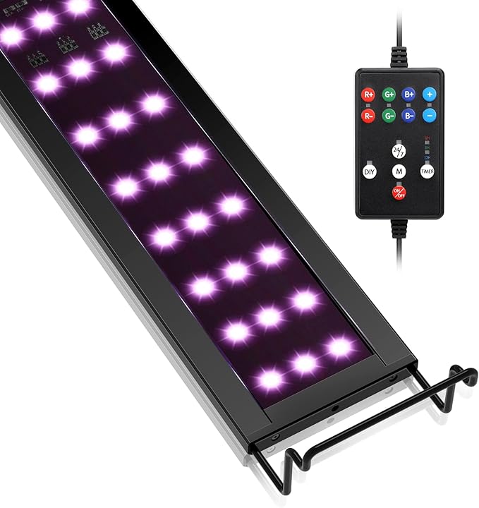 hygger LED Aquarium Light, 22W Full Spectrum Fish Tank Light with Multi-Color Timer DIY Mode 24/7 Natural Mode, Adjustable Brightness, Aquarium Plant Light with Extendable Brackets for 23~28IN Tank hygger