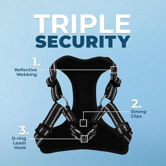 Best Pet Supplies Voyager Adjustable Dog Vest Harness Breathable No Pull Harness for Small, Medium, Large Dogs, Heavy Duty Harness for Walking, Jogging, Easy Step-in, Reflective Stripes - (Black), S BestPetSuppliesLLC