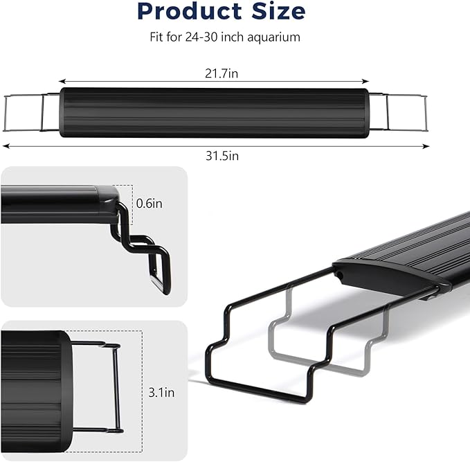 Tatub 16W LED Aquarium Light for 24"-30" Fish Tank, Full Spectrum Fish Tank Light with White Blue Red Green LEDs, 10 Levels of Brightness，Timer Auto On/Off Tatub