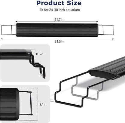 Tatub 16W LED Aquarium Light for 24"-30" Fish Tank, Full Spectrum Fish Tank Light with White Blue Red Green LEDs, 10 Levels of Brightness，Timer Auto On/Off Tatub