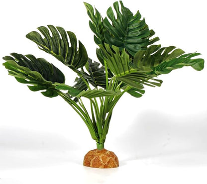 Fake Monstera Plants, Reptile Terrarium Decor, Bearded Dragon Tank Accessories fit Crested Gecko Leopard Lizard Chameleon Ball Python Snake Frog WOLEDOE