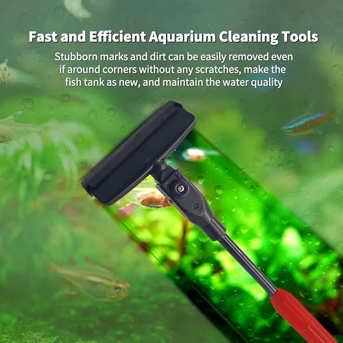 Fish Tank Cleaning Tools, 6 in 1 Aquarium Cleaning Tools, Fish Tank Cleaner with Adjustable Long Telescopic Handle,Multifunction Aquarium Cleaner for Saltwater Freshwater Fish Tank Cleaning Kit SVECKE