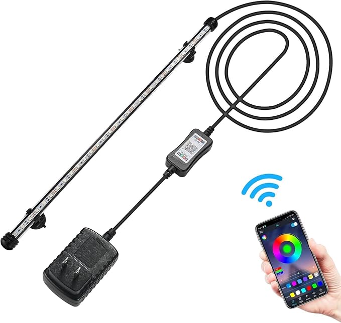 GreenSun Fish Tank Aquarium Light: Submersible Led Lamp - 22 Inch Waterproof Strip Spotlight with APP Control GreenSun