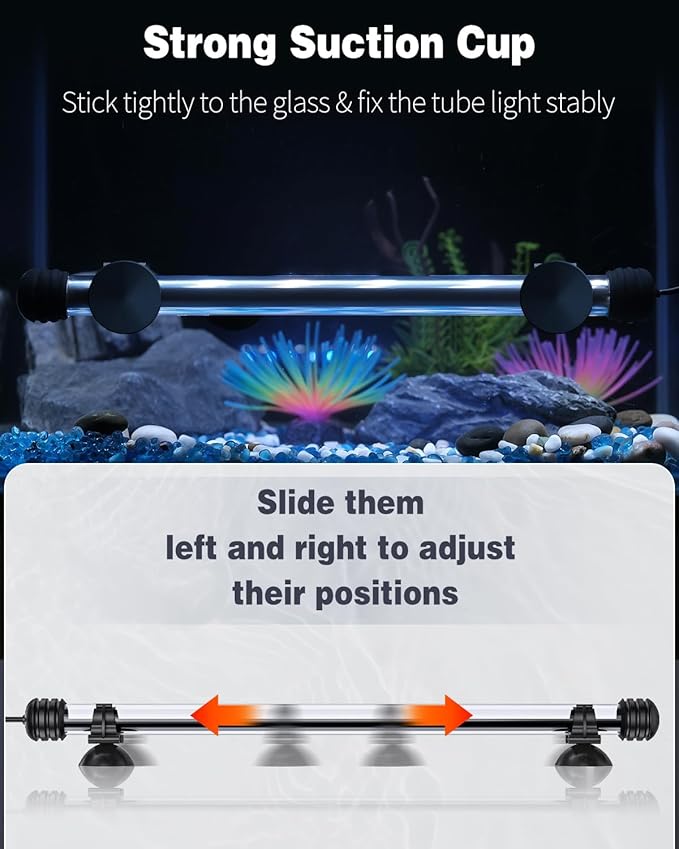 Pawfly 4.2 W Aquarium LED Light 15.2 Inch Underwater Fish Tank Light with Timer Auto On/Off Fish Tank Background Light with 8 Lighting Modes Submersible Multi-Colored Tube Light for Decoration Pawfly