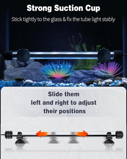 Pawfly 4.2 W Aquarium LED Light 15.2 Inch Underwater Fish Tank Light with Timer Auto On/Off Fish Tank Background Light with 8 Lighting Modes Submersible Multi-Colored Tube Light for Decoration Pawfly