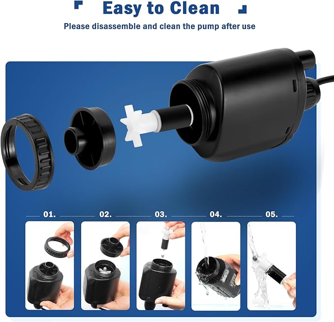 AQQA Aquarium Gravel Cleaner Kit, 6 in 1 Electric Fish Tank Vacuum Cleaning Tools Water Changer, Multifunction Wash Sand Filter Water Circulation 20W 320GPH 110V AQQA