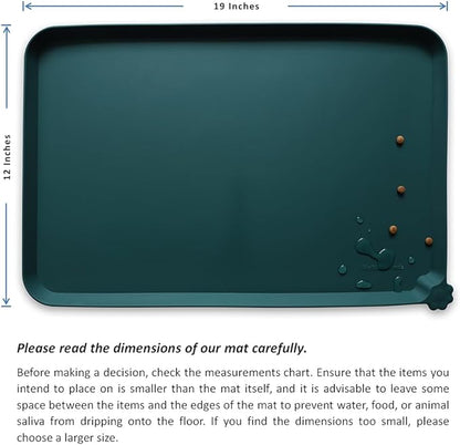 Hoki Found Silicone Pet Food Mats Tray - High-Lips Pet Dog Cat Bowl Mats - Dog Pet Cat Feeding Mat - Waterproof Dog Cat Food Mats -Pet Water Mats for Floors - Dark Cedar - PAWPICO